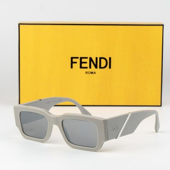 Fendi DIAGONAL Men Sunglasses Rectangle Grey FE40131I 20C NEW AUTHENTIC